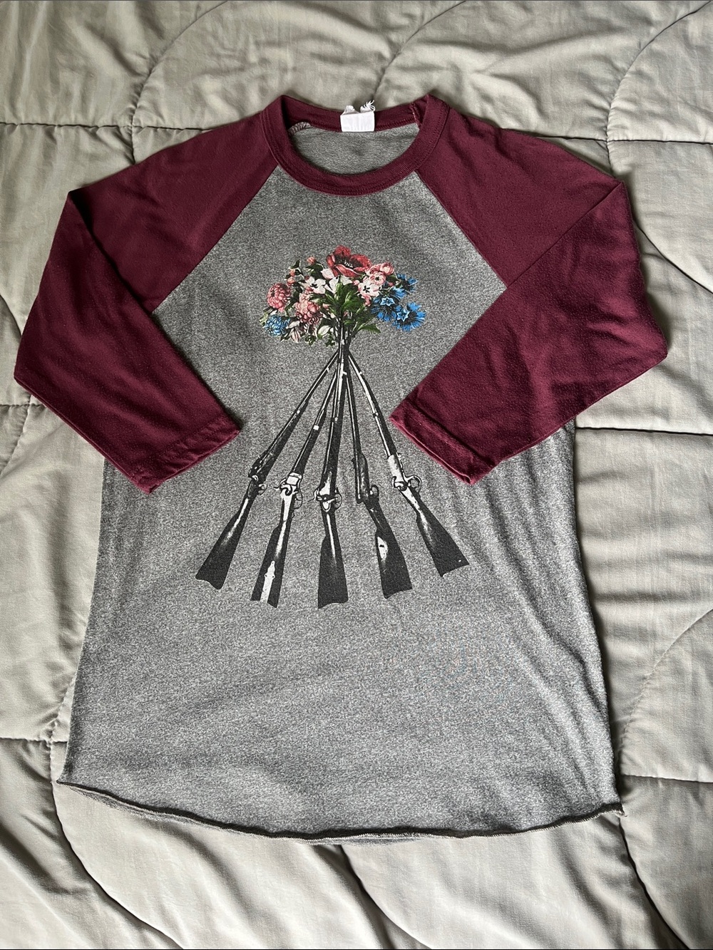 Obey Maroon & Gray Ringer Crew